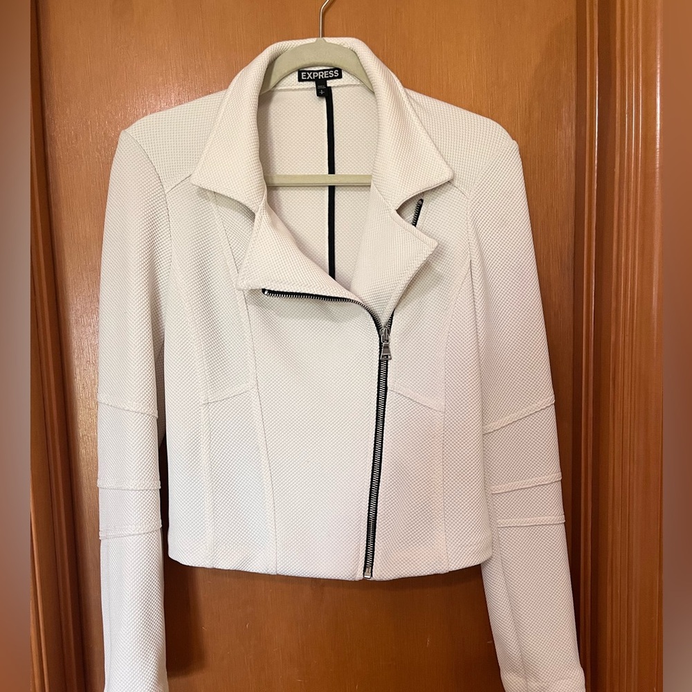 Express cream textured moto jacket. Size small